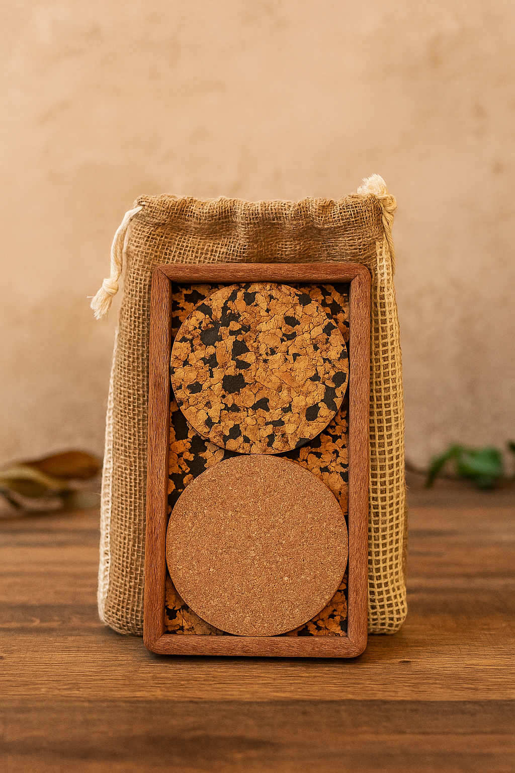 Eco Cork Essentials | Eco friendly Cork tray & Coasters set